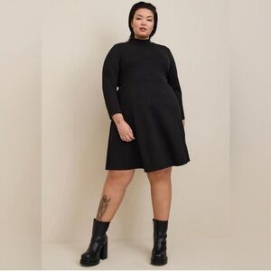 Torrid Mini Studio Cupro Mock Neck Black Dress, Size 1X, NWT